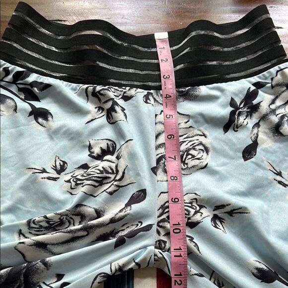 Floral Print Leggings with Striped Waistband new no tags bottom pockets Sz xl - Picture 11 of 14